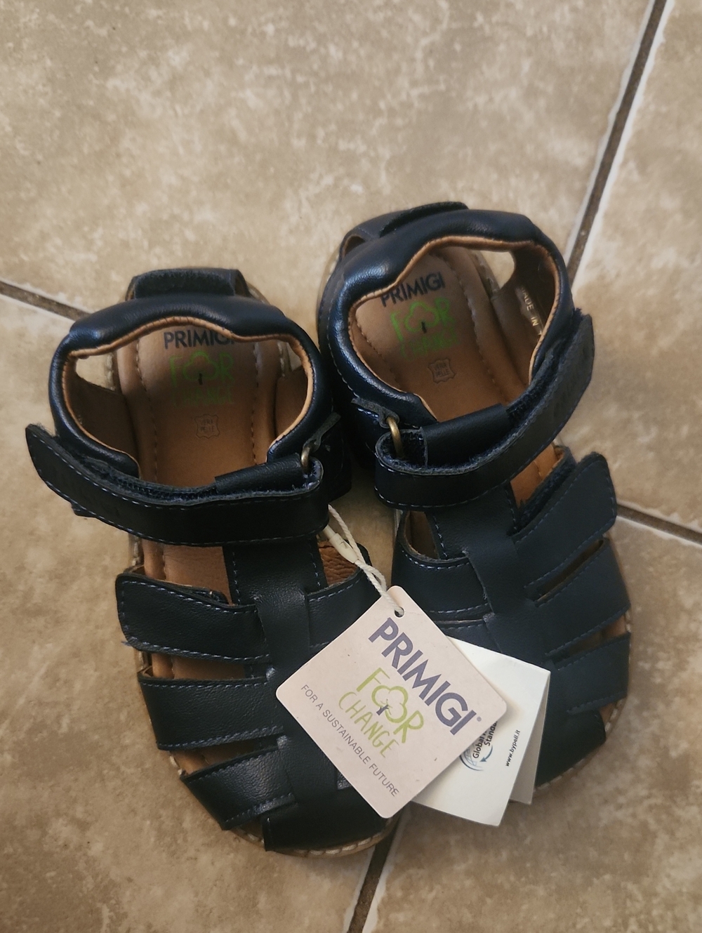 Primigi Navy Blue Leather Hook-and-Loop Kids Sandals